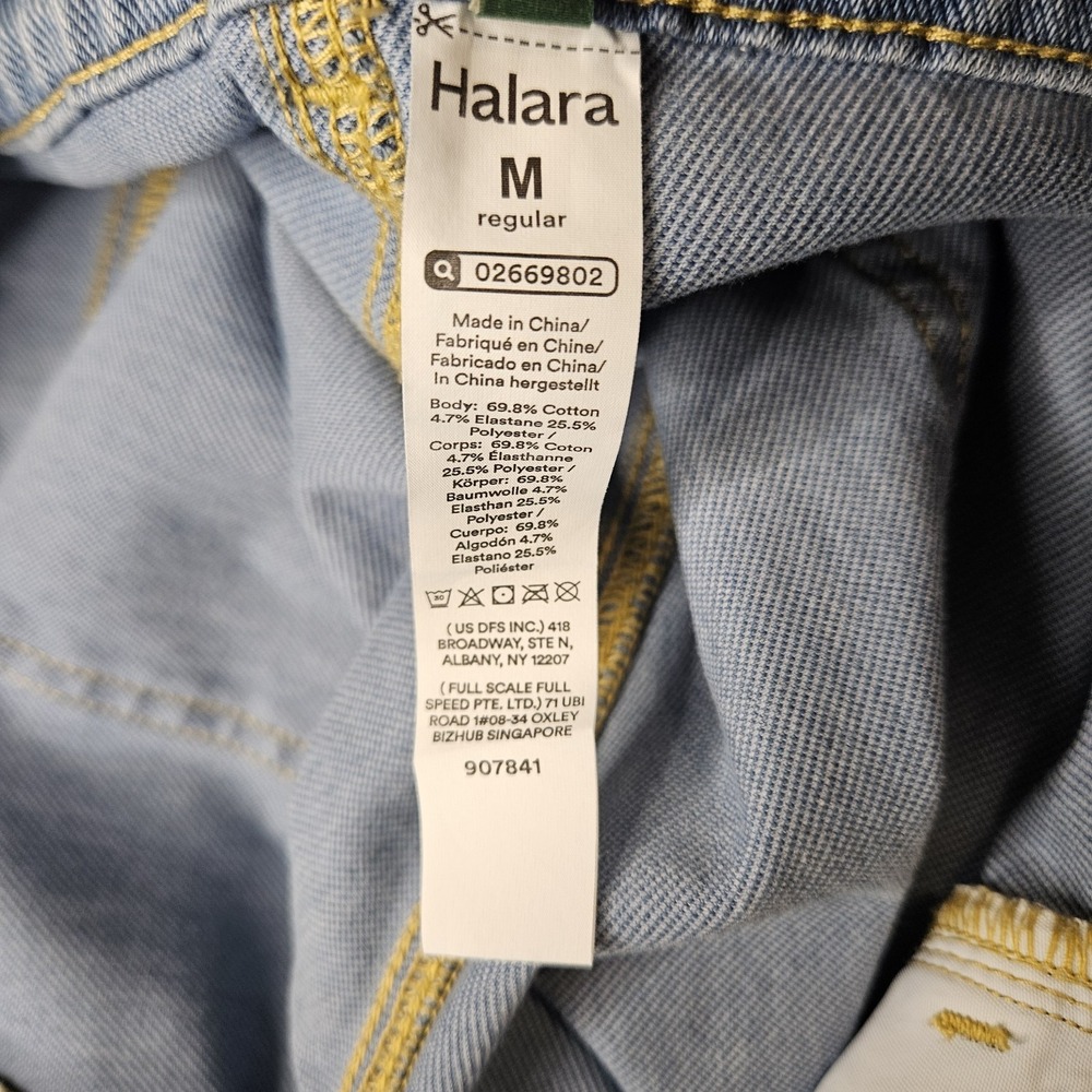 Halara Asymmetrical Wide Leg Jeans Size Medium Stretch Light Wash - Picture 8 of 8